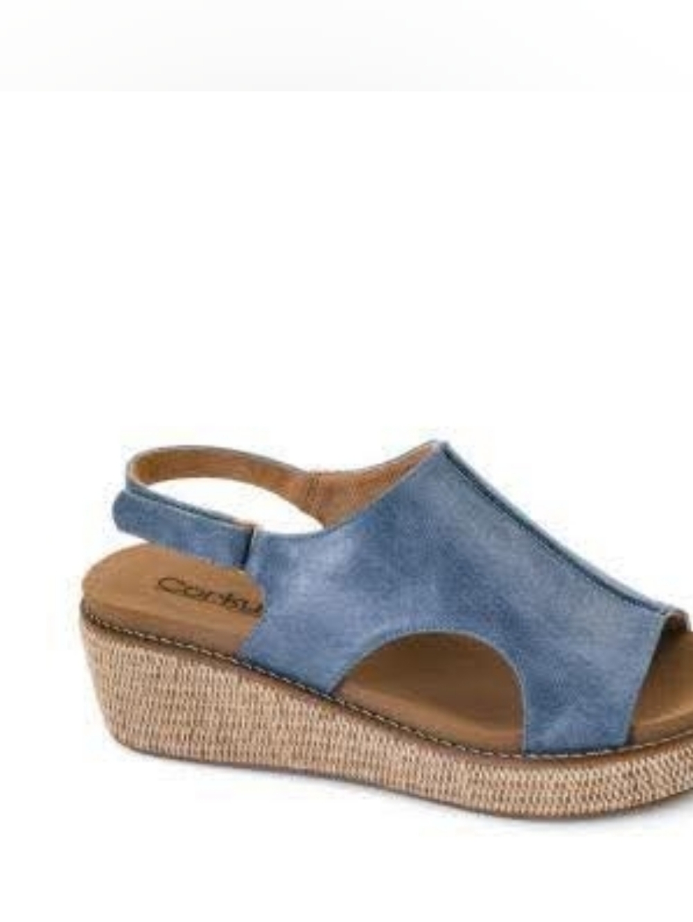 Corkys Volta  Blue Open-Toe Wedge Slingback Sandal